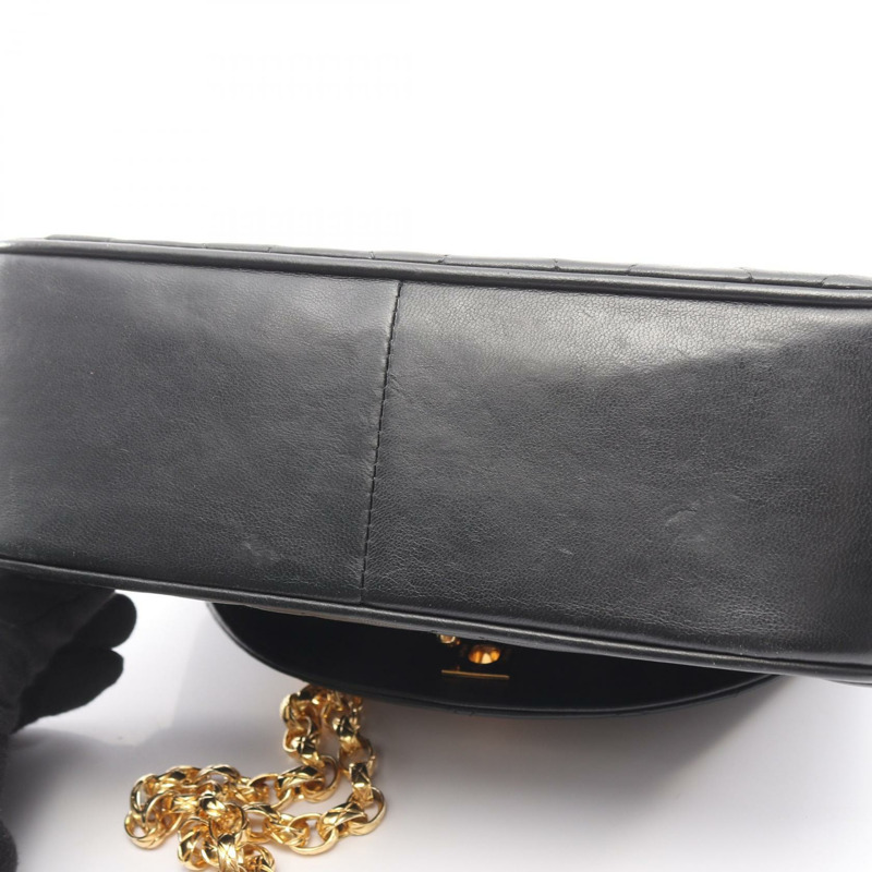 香奈兒 (CHANEL) 絎縫鏈條單肩包，羊皮材質，黑色，二手，女士款，金色五金-10