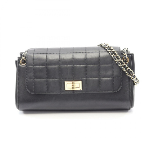 香奈兒 2.55 巧克力棒鏈條單肩包，羊皮材質，黑色，二手，金色五金