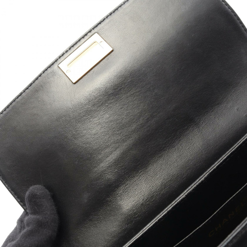 香奈兒 2.55 巧克力棒鏈條單肩包,羊皮材質,黑色,二手,金色五金-5