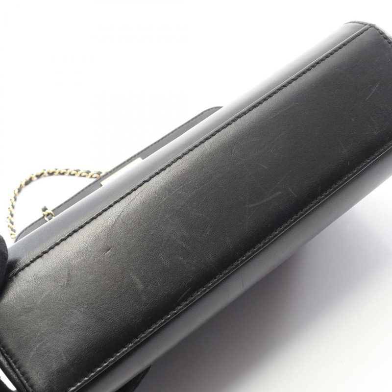 香奈兒 2.55 巧克力棒鏈條單肩包,羊皮材質,黑色,二手,金色五金-7