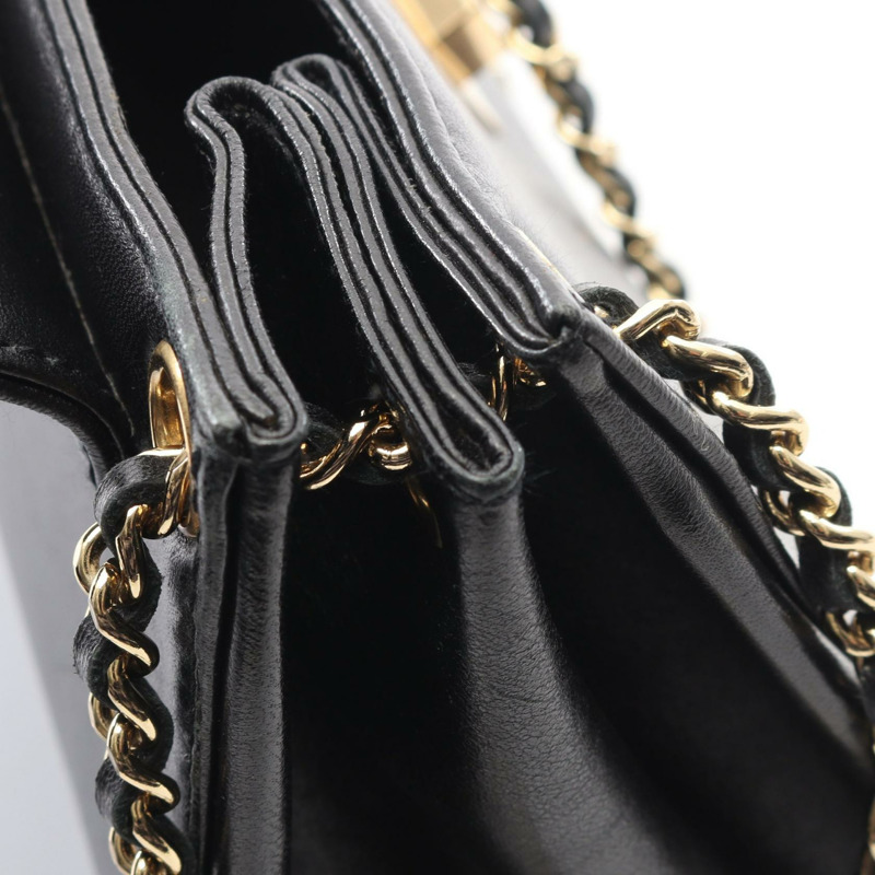 香奈兒 2.55 巧克力棒鏈條單肩包,羊皮材質,黑色,二手,金色五金-12