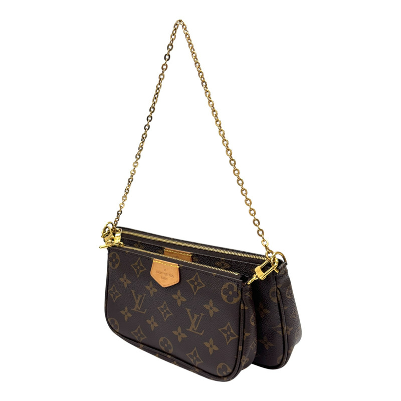 棕色 原花帆布 Multi Pochette Accessoires 肩背包【LOUIS VUITTON LV 路易威登】 M44813-1