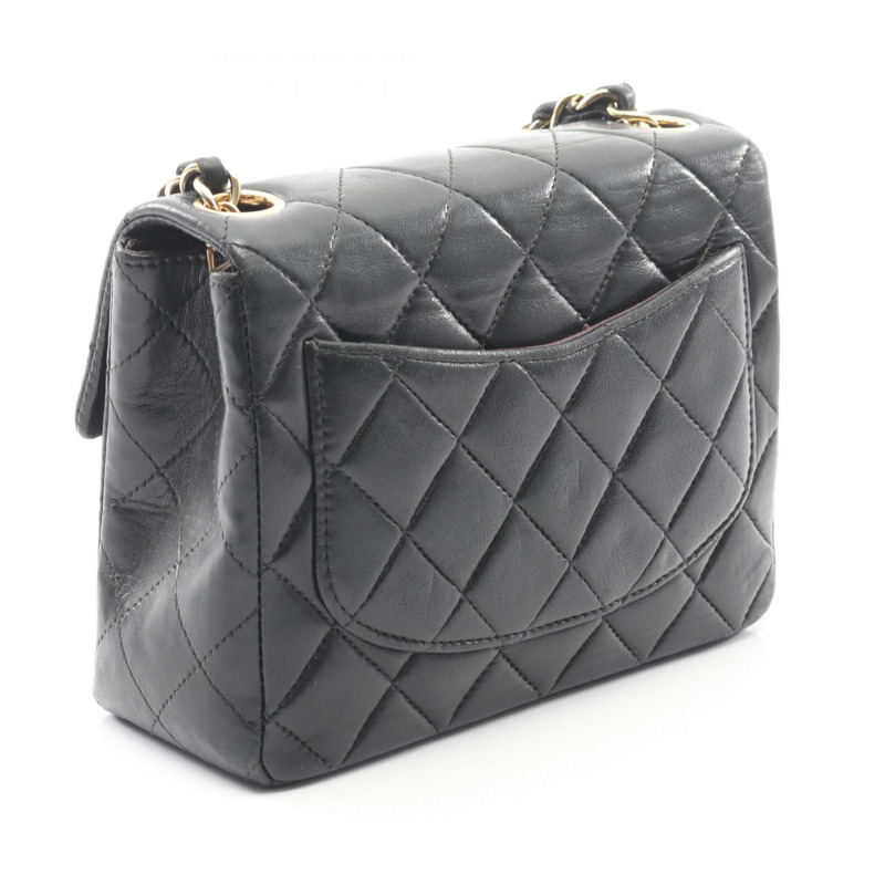 香奈兒 (CHANEL) 迷你絎縫鏈條斜背包 A01115 黑色羊皮二手 CC-1