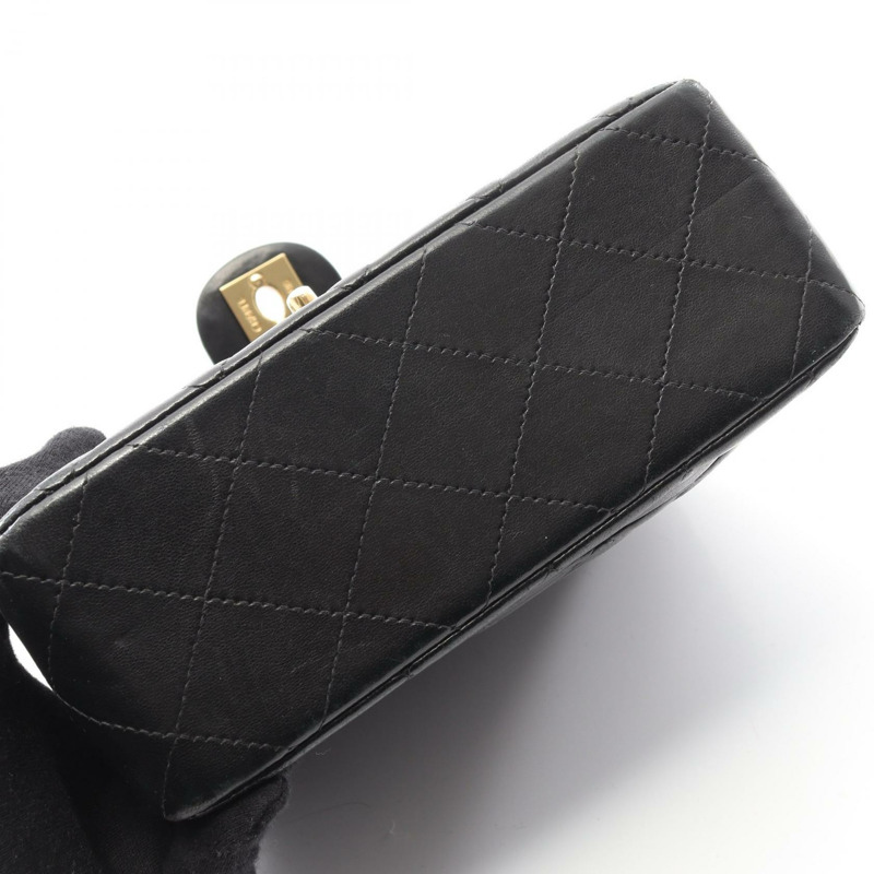 香奈兒 (CHANEL) 迷你絎縫鏈條斜背包 A01115 黑色羊皮二手 CC-9