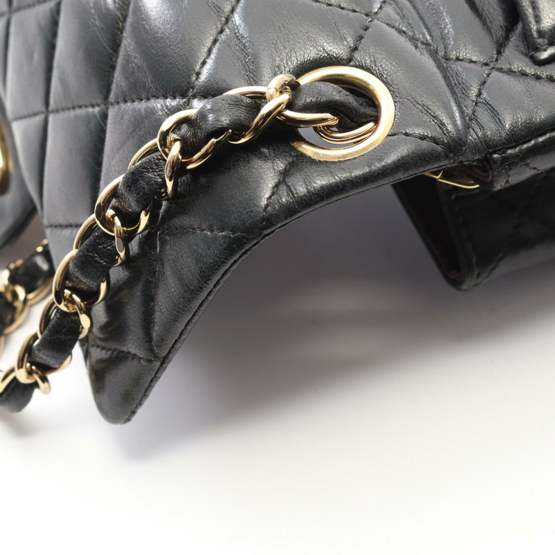 香奈兒 (CHANEL) 迷你絎縫鏈條斜背包 A01115 黑色羊皮二手 CC-11