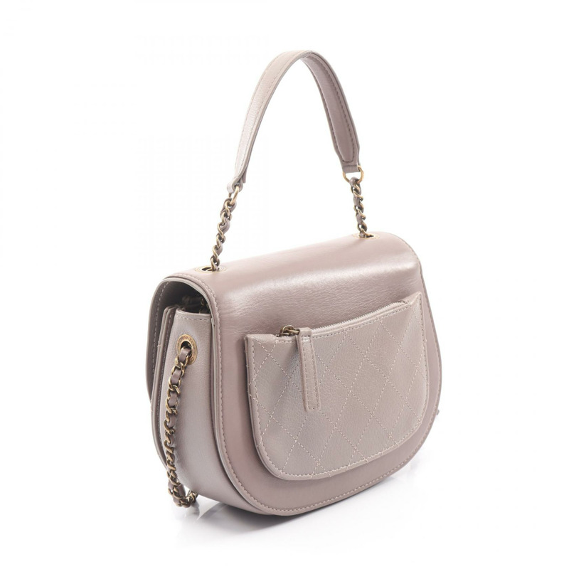 香奈兒 (CHANEL) Matelasse 斜挎單肩包 A93460 皮革灰色二手女士-1