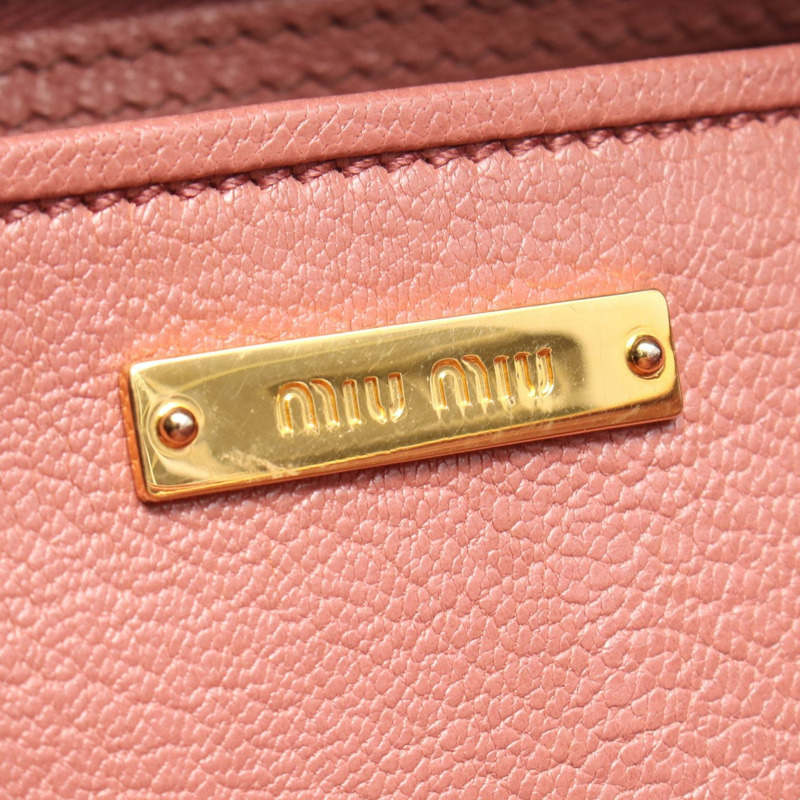 Miu Miu MADRAS 單肩斜背包，粉紅色皮革，二手女款-3