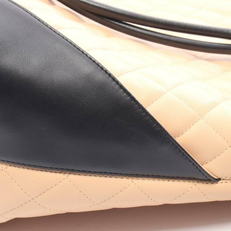 香奈兒 Cambon 系列大托特包 A25169 皮革 米色 黑色 SHW 二手 女士 CC-10