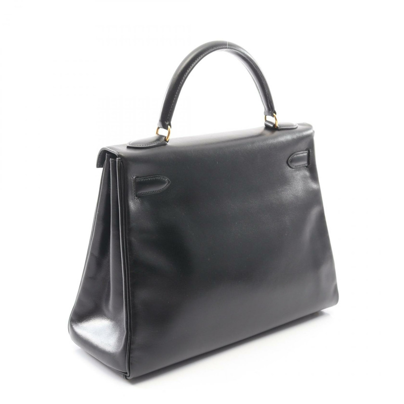 愛馬仕 Kelly 32 單肩手提包 Box 小牛皮 黑色 GHW 二手 Y-1