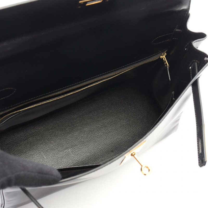 愛馬仕 Kelly 32 單肩手提包 Box 小牛皮 黑色 GHW 二手 Y-2