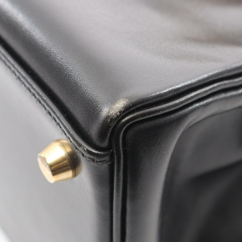 愛馬仕 Kelly 32 單肩手提包 Box 小牛皮 黑色 GHW 二手 Y-7