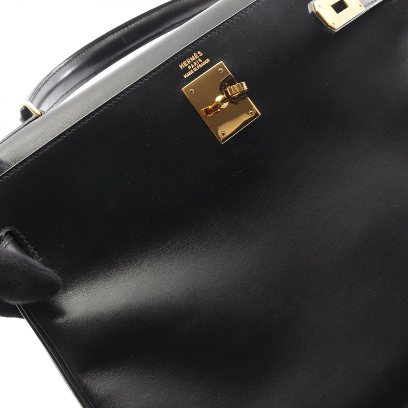 愛馬仕 Kelly 32 單肩手提包 Box 小牛皮 黑色 GHW 二手 Y-9