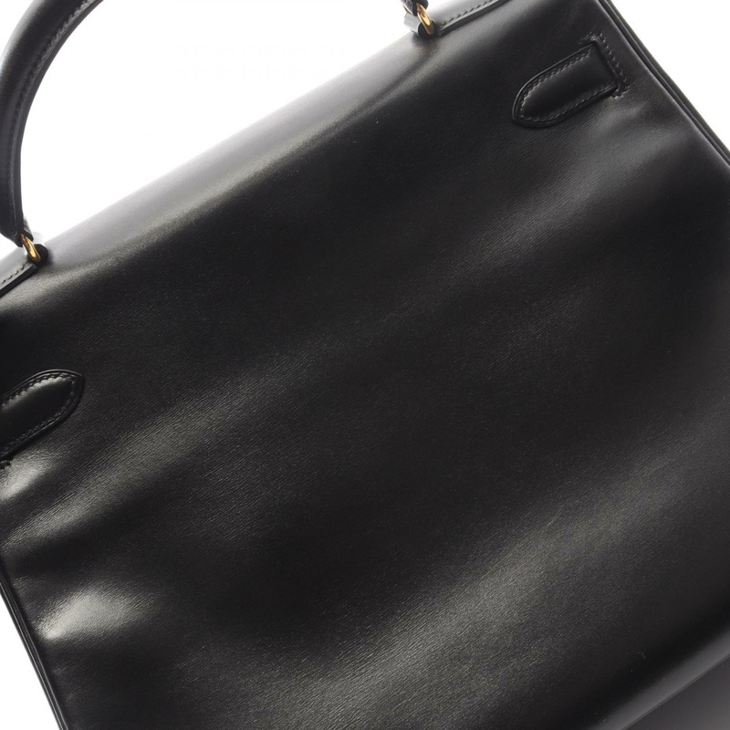 愛馬仕 Kelly 32 單肩手提包 Box 小牛皮 黑色 GHW 二手 Y-10