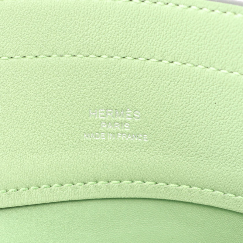 愛馬仕 Sac Aline 迷你肩斜背包，Swift 皮革，綠色，SHW，二手 B-3
