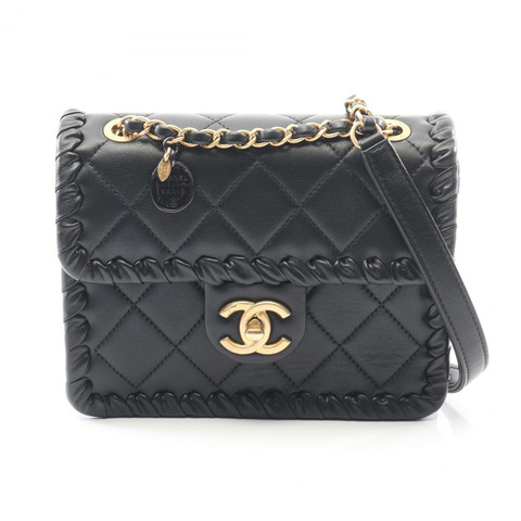 香奈兒 (CHANEL) 絎縫鏈條單背包 AS2496 羊皮黑色金色五金二手女士 CC