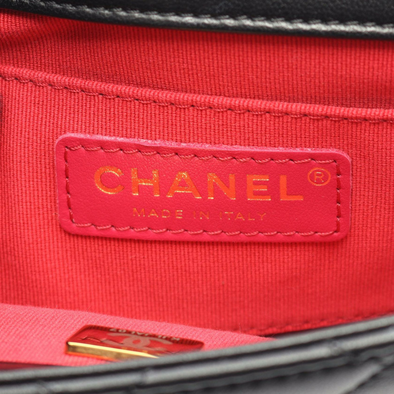 香奈兒 (CHANEL) 絎縫鏈條單背包 AS2496 羊皮黑色金色五金二手女士 CC-3