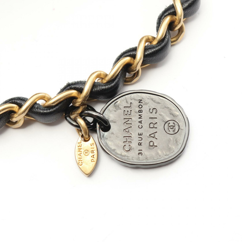 香奈兒 (CHANEL) 絎縫鏈條單背包 AS2496 羊皮黑色金色五金二手女士 CC-6