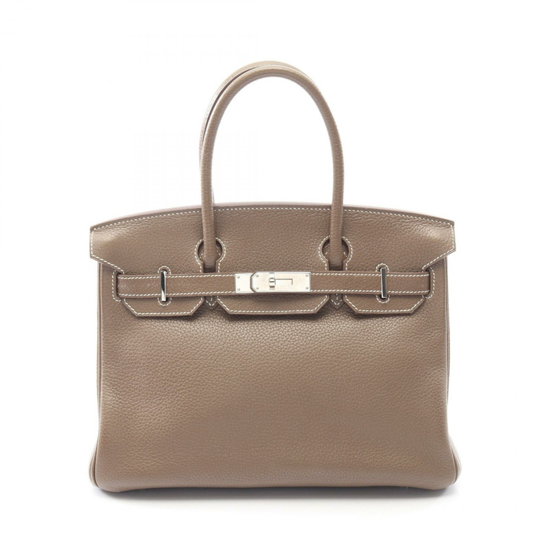 愛馬仕 Birkin 30 手提包 R Taurillon Clemence Etoupe 灰色 二手 女士 SHW-0