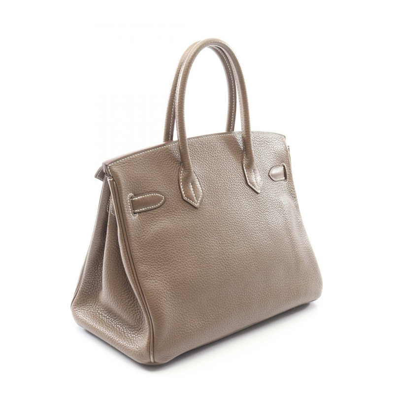 愛馬仕 Birkin 30 手提包 R Taurillon Clemence Etoupe 灰色 二手 女士 SHW-1