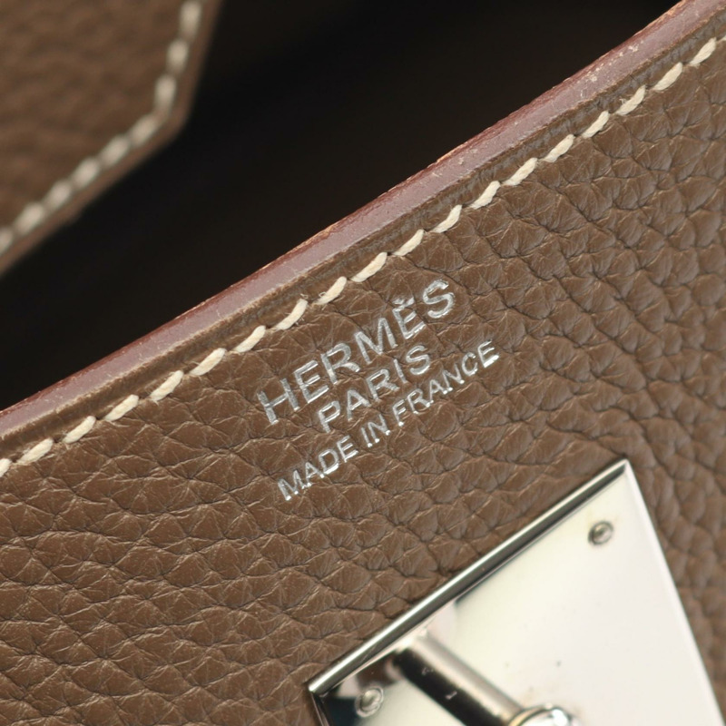 愛馬仕 Birkin 30 手提包 R Taurillon Clemence Etoupe 灰色 二手 女士 SHW-3