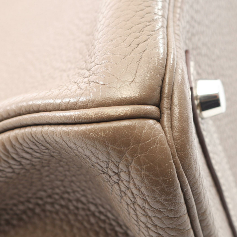 愛馬仕 Birkin 30 手提包 R Taurillon Clemence Etoupe 灰色 二手 女士 SHW-6