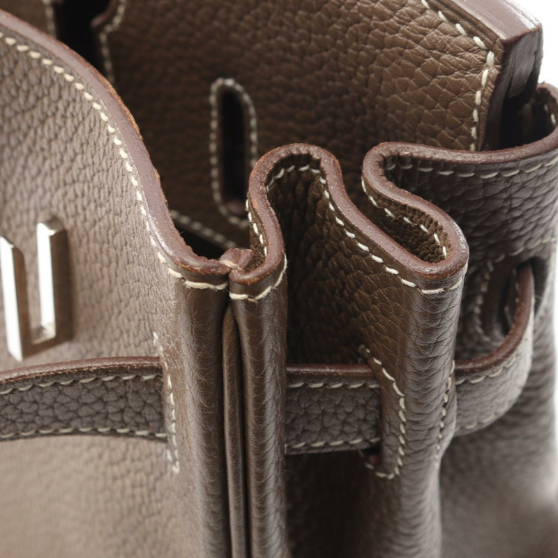 愛馬仕 Birkin 30 手提包 R Taurillon Clemence Etoupe 灰色 二手 女士 SHW-9