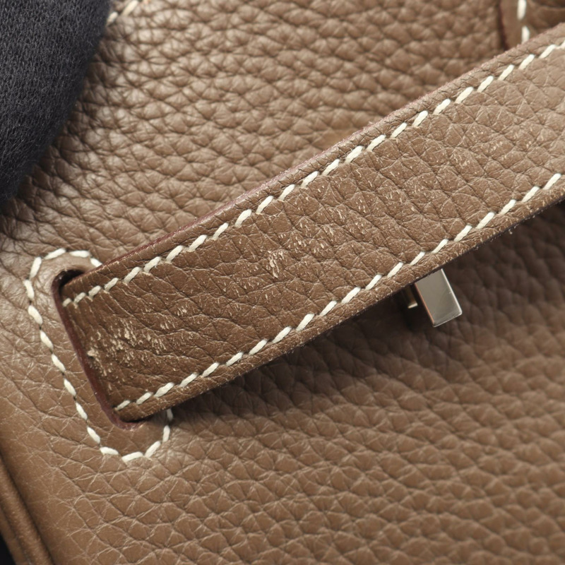 愛馬仕 Birkin 30 手提包 R Taurillon Clemence Etoupe 灰色 二手 女士 SHW-12