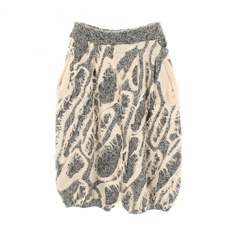 路易威登針織百慕達短褲，羊毛布料，灰色/米色，二手女款 S 碼-0