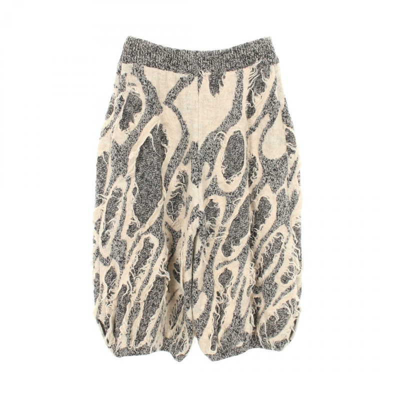 路易威登針織百慕達短褲，羊毛布料，灰色/米色，二手女款 S 碼-1