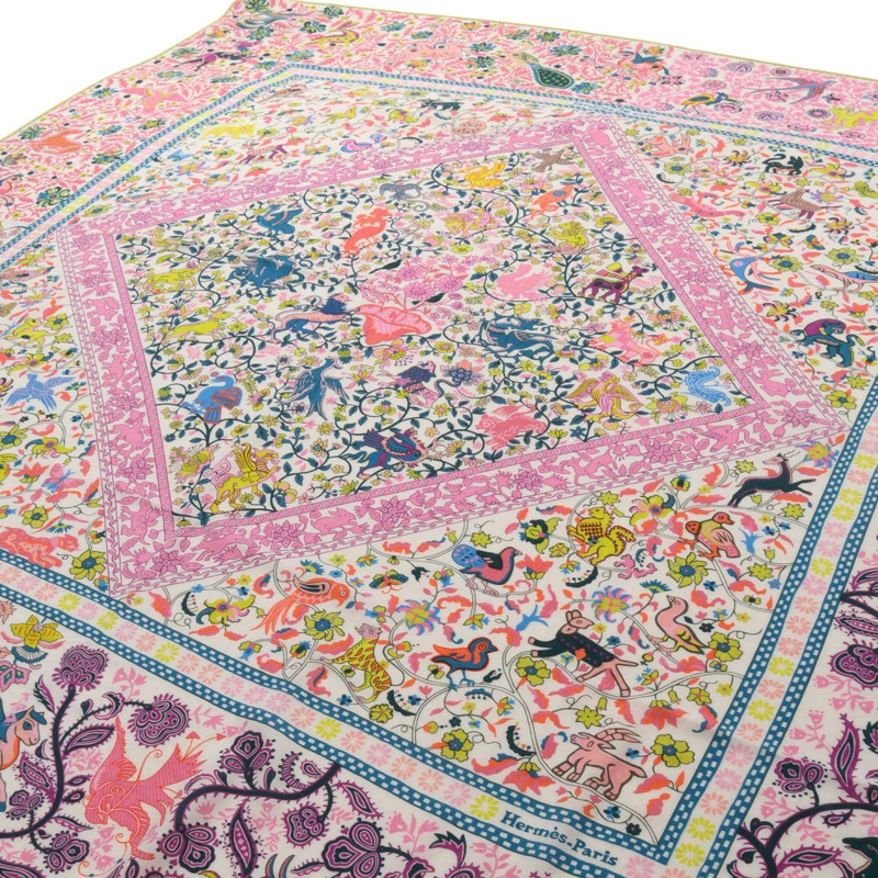 愛馬仕 Carre 140 絲巾披肩 H243534S 絲質羊絨粉紅二手-1