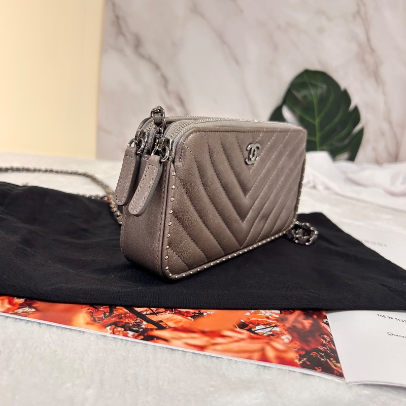 Chanel 雙拉鏈 手拿包斜背包 2018年-5