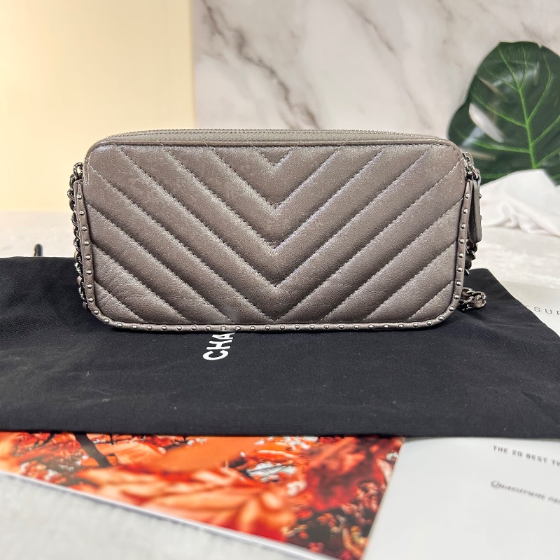 Chanel 雙拉鏈 手拿包斜背包 2018年-6