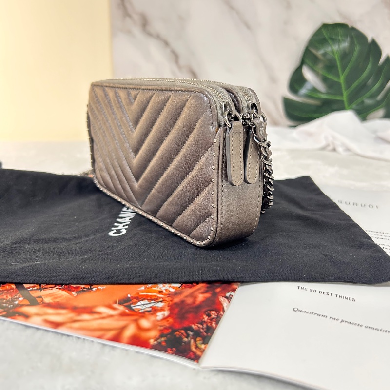 Chanel 雙拉鏈 手拿包斜背包 2018年-7