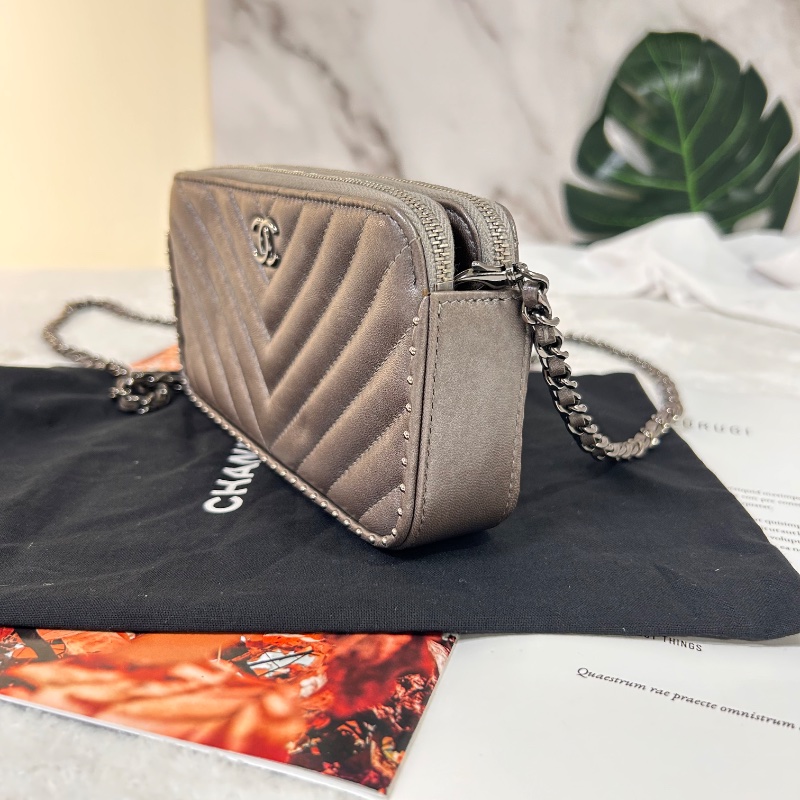 Chanel 雙拉鏈 手拿包斜背包 2018年-9