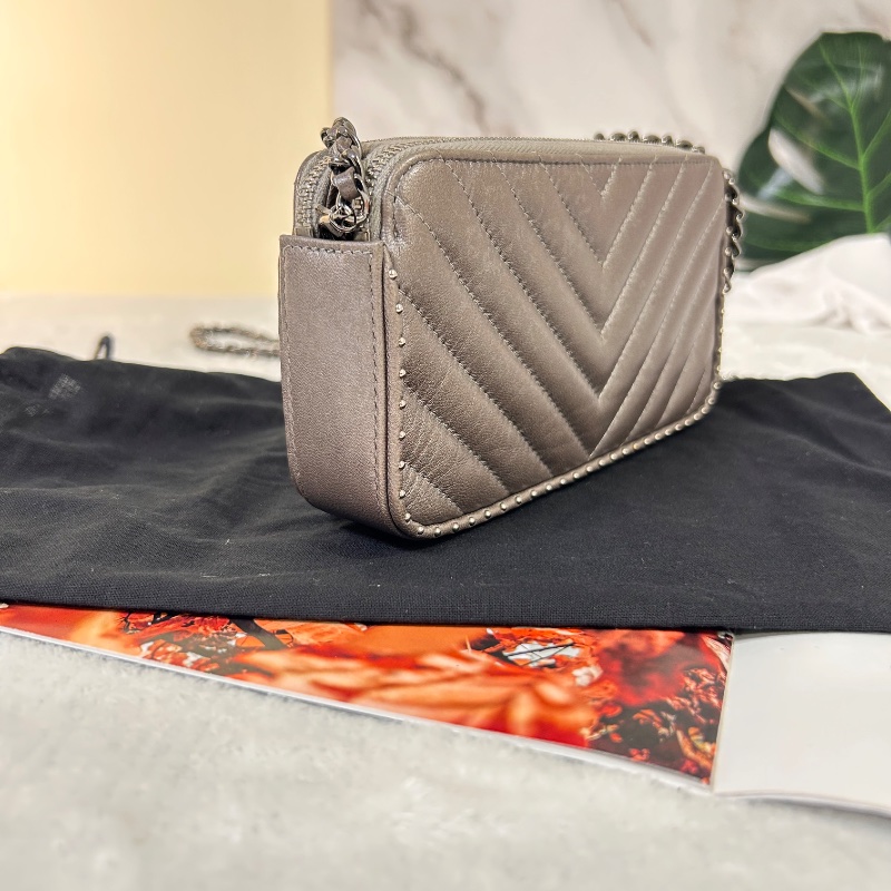 Chanel 雙拉鏈 手拿包斜背包 2018年-10