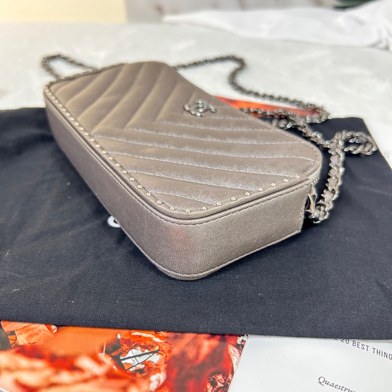 Chanel 雙拉鏈 手拿包斜背包 2018年-12