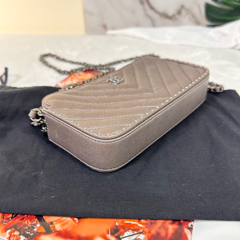 Chanel 雙拉鏈 手拿包斜背包 2018年-13