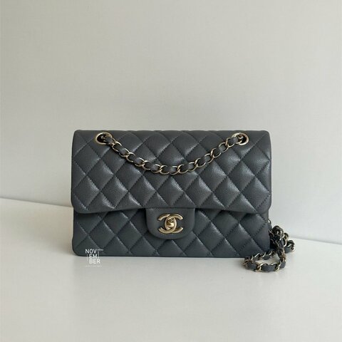 98新🫰🏻 Chanel 香奈兒 CF23 金屬灰色金釦