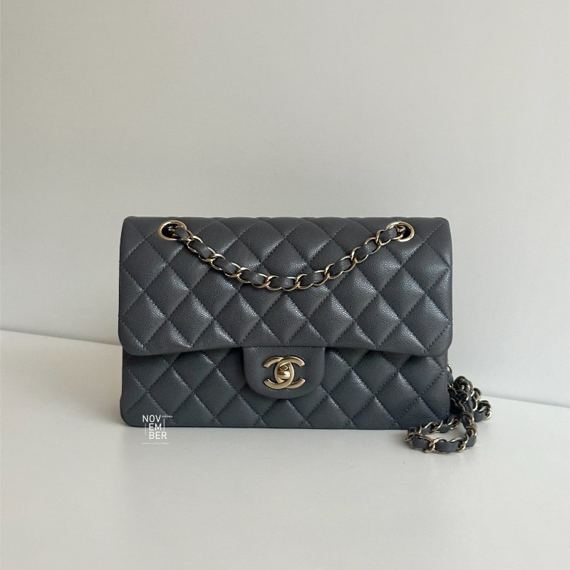 98新🫰🏻 Chanel 香奈兒 CF23 金屬灰色金釦-0