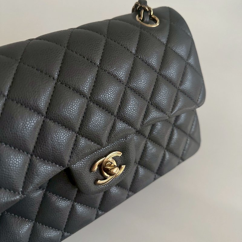 98新🫰🏻 Chanel 香奈兒 CF23 金屬灰色金釦-15