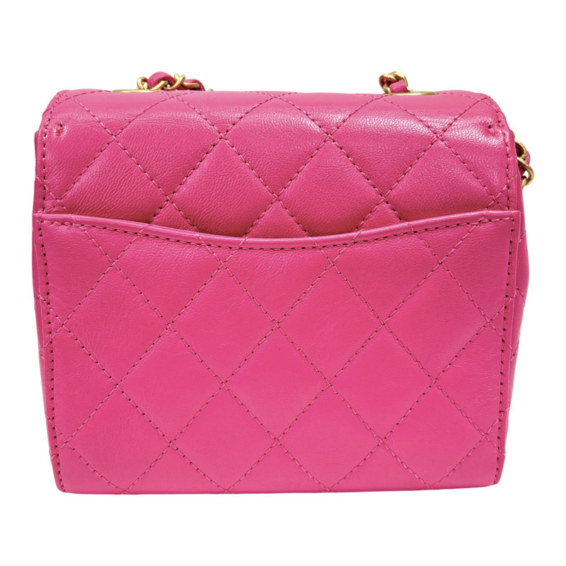 粉紅色 菱格紋 皮革 鍊帶 肩背包【CHANEL 香奈兒】-2