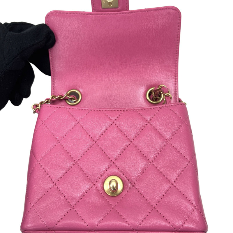 粉紅色 菱格紋 皮革 鍊帶 肩背包【CHANEL 香奈兒】-4