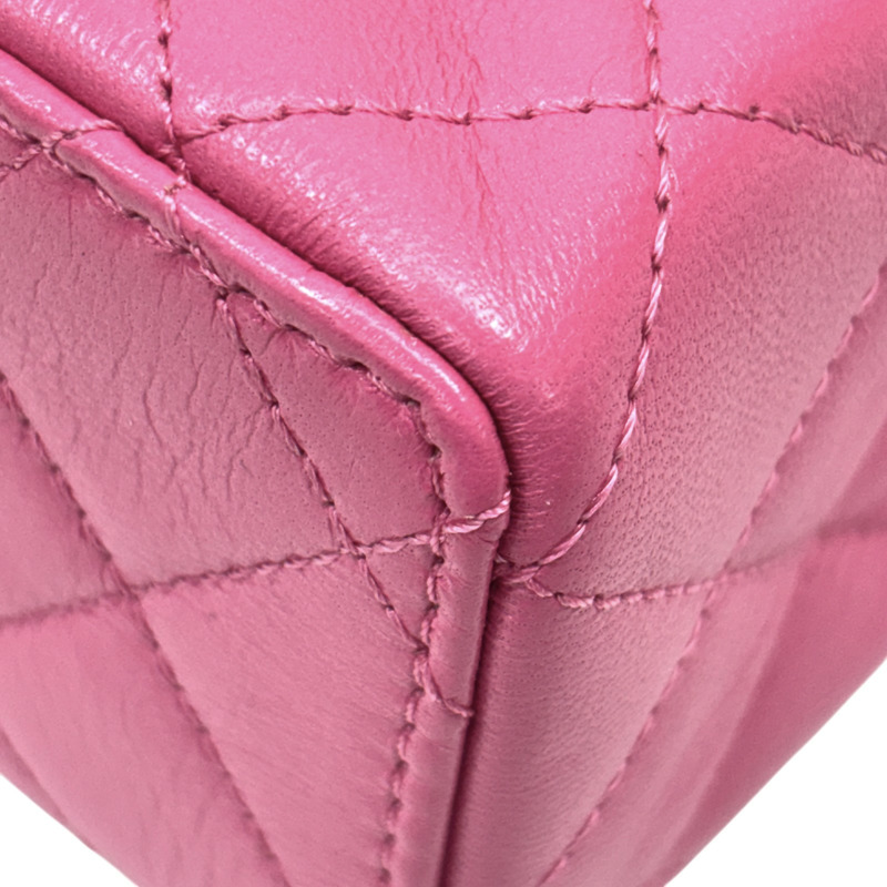 粉紅色 菱格紋 皮革 鍊帶 肩背包【CHANEL 香奈兒】-9
