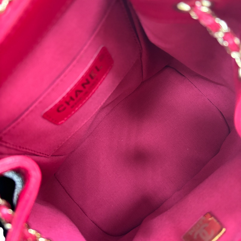 紅色 菱格紋 牛皮 DUMA 後背包【CHANEL 香奈兒】 AS2908-4