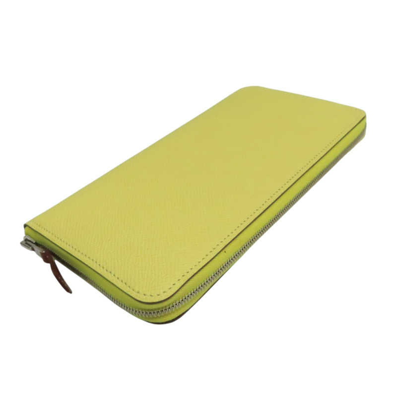 檸檬酒黃 Epsom牛皮 Silk′In Classique 拉鍊長夾 X刻 銀扣【HERMES 愛馬仕】 H085859CK-2