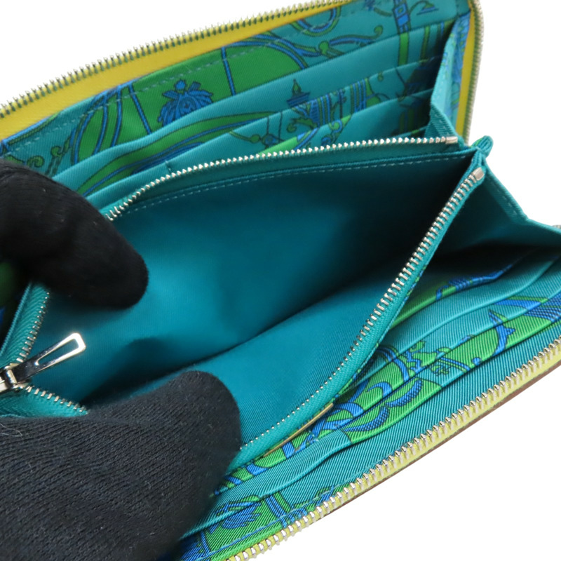 檸檬酒黃 Epsom牛皮 Silk′In Classique 拉鍊長夾 X刻 銀扣【HERMES 愛馬仕】 H085859CK-5
