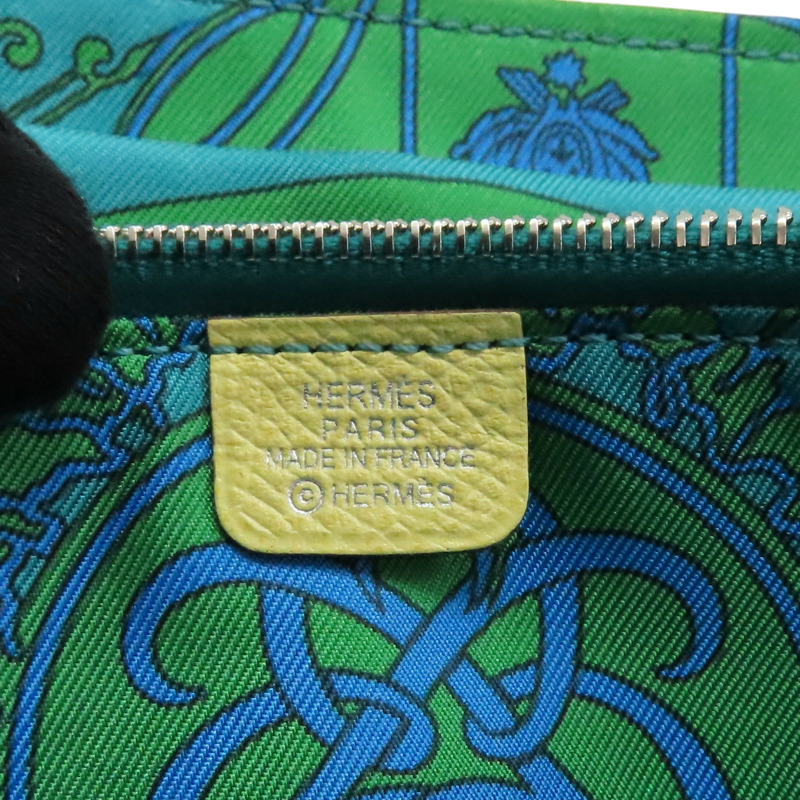 檸檬酒黃 Epsom牛皮 Silk′In Classique 拉鍊長夾 X刻 銀扣【HERMES 愛馬仕】 H085859CK-6