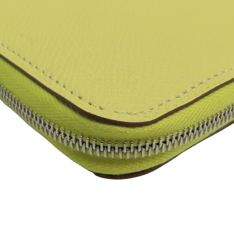 檸檬酒黃 Epsom牛皮 Silk′In Classique 拉鍊長夾 X刻 銀扣【HERMES 愛馬仕】 H085859CK-8