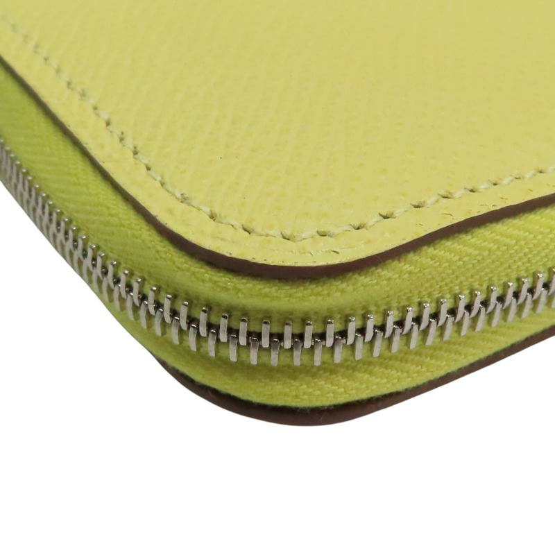 檸檬酒黃 Epsom牛皮 Silk′In Classique 拉鍊長夾 X刻 銀扣【HERMES 愛馬仕】 H085859CK-11