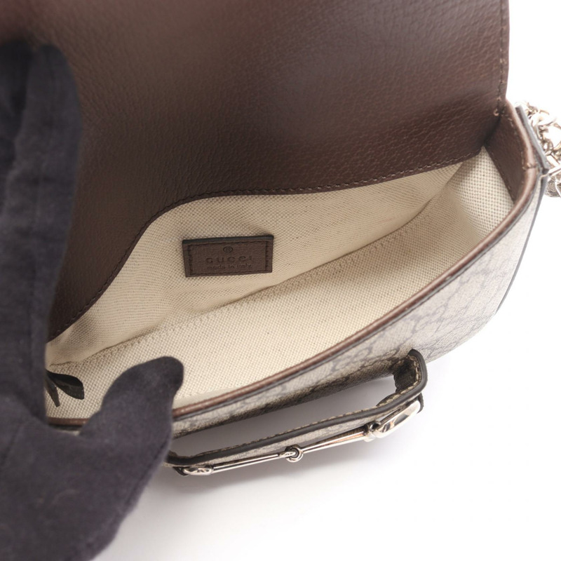 GUCCI 馬銜扣 1955 GG Supreme 單肩背包 774209 帆布皮革 米色 二手-2